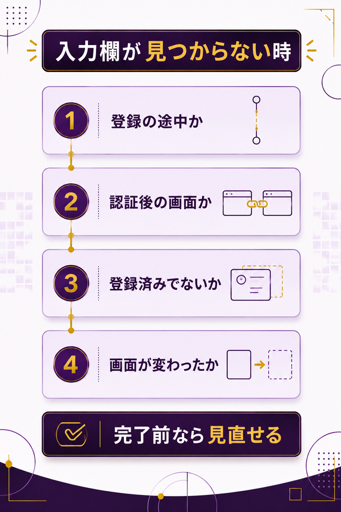 紹介コードの入力欄が見つからない時に確認する4つの項目の図解